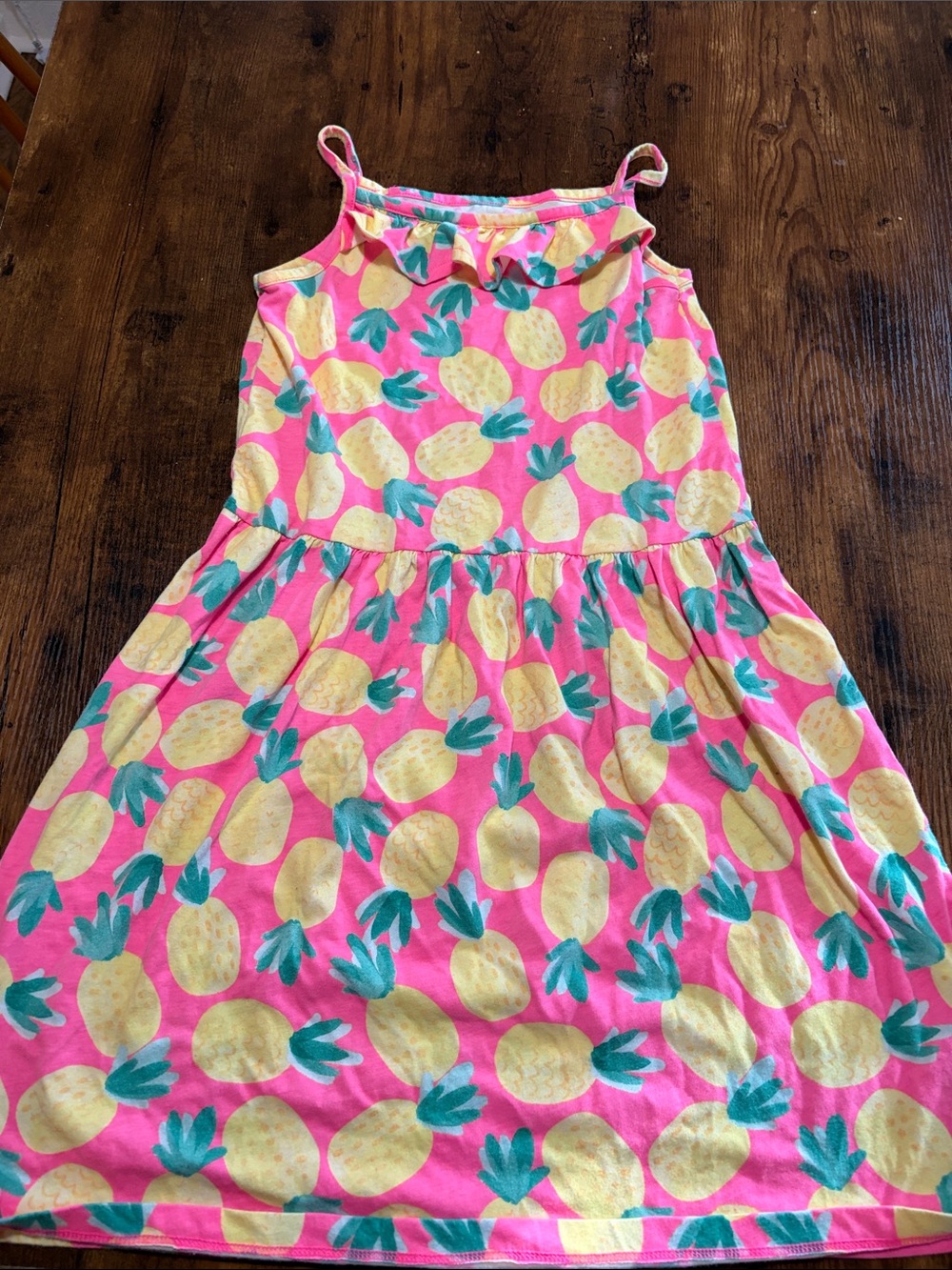 Girls Pink Pineapple Print Sundress